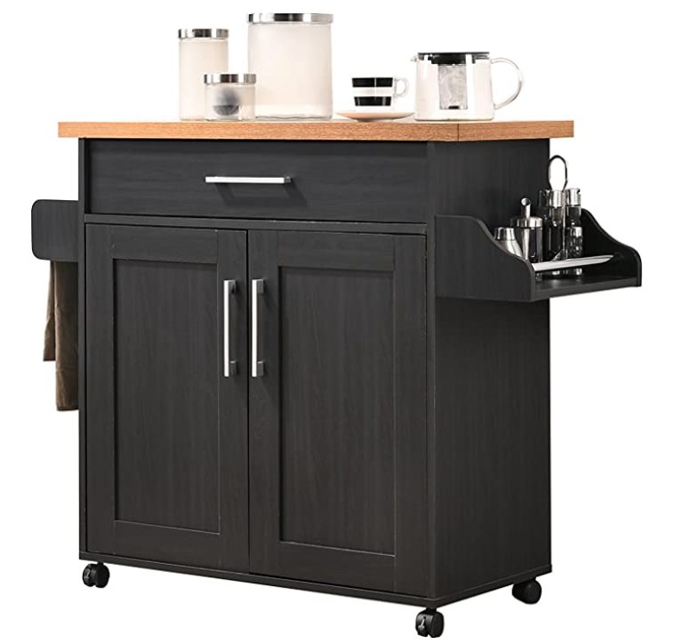 Cheap-coffee-bar-mobile | Sonia Begonia An affordable black rolling and mobile coffee cart from Amazon.