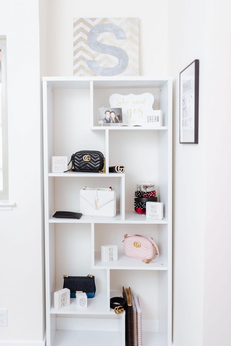 Blogger-office-inspiration | Sonia Begonia Purse Shelves