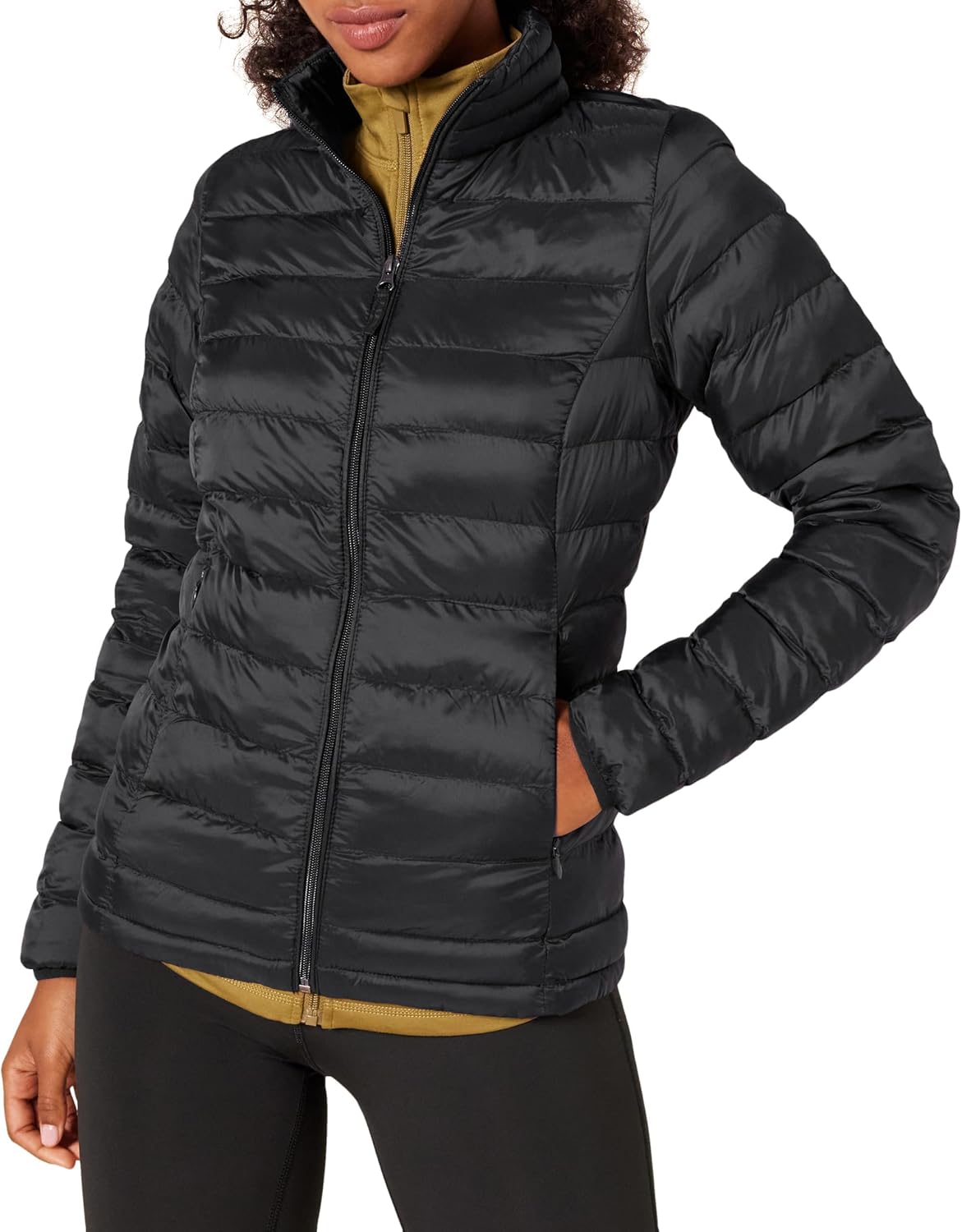 Amazon Essentials black lightweight water resistant packable puffer jacket from Amazon, an Arc'teryx Atom jacket alternative