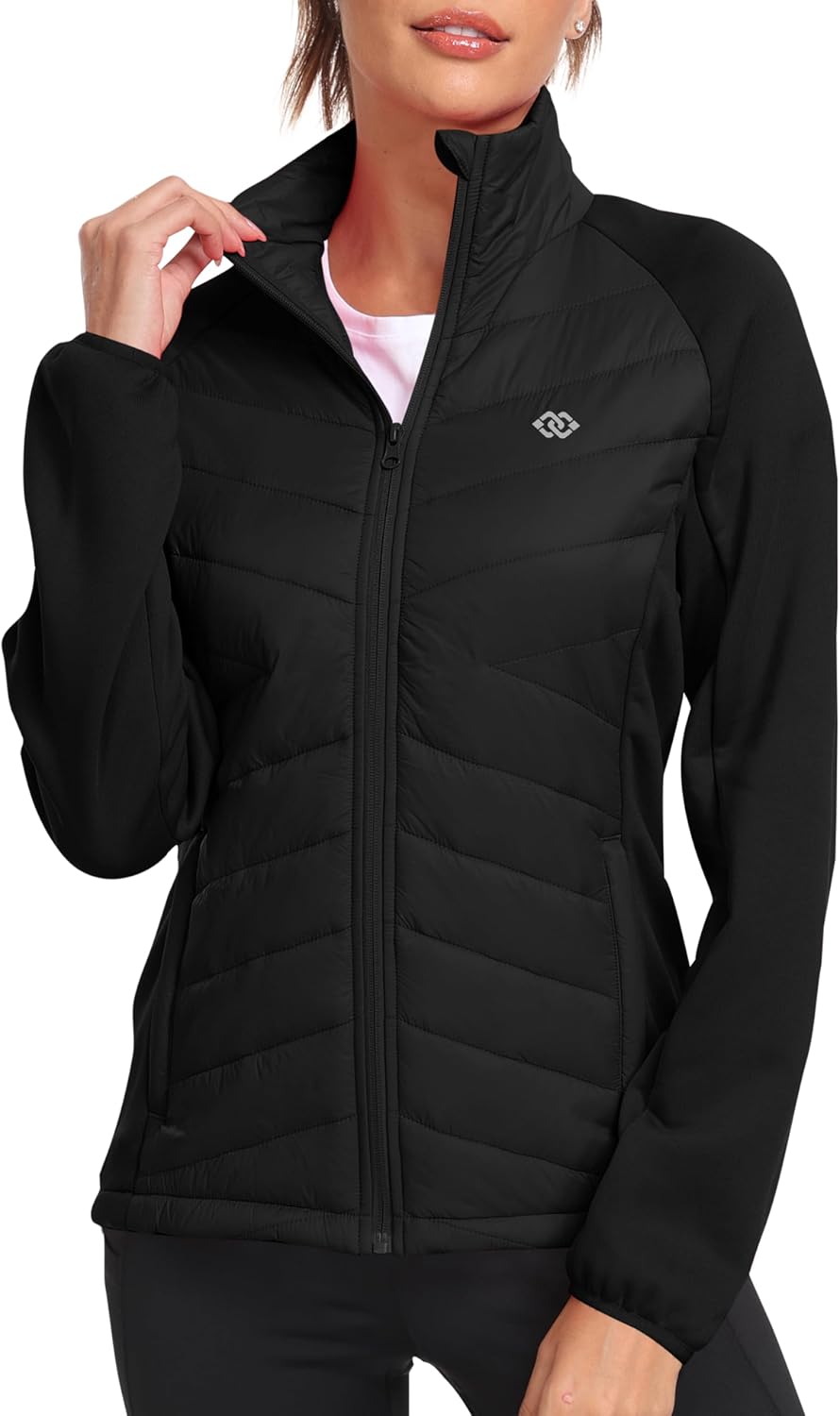 MoFiz black lightweight insulated hiking jacket from Amazon, an Arc'teryx Atom jacket alternative
