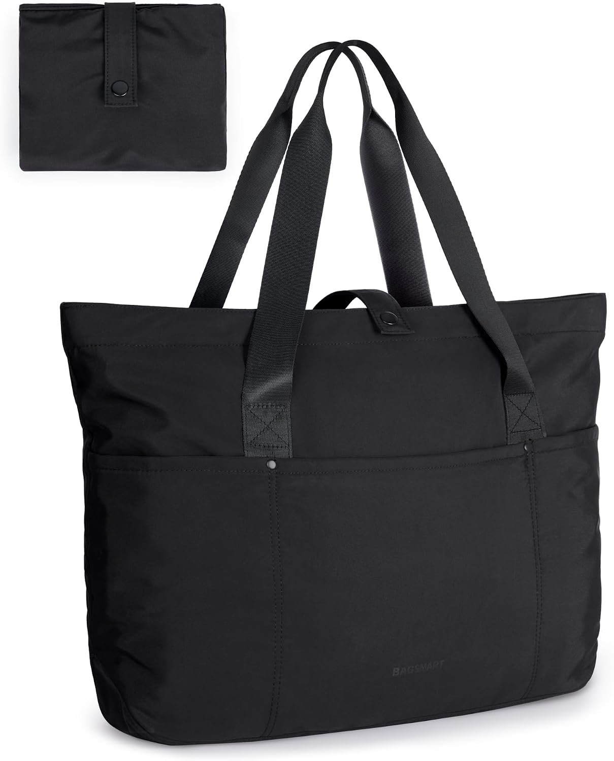 BAGSMART black foldable nylon tote bag with zipper from Amazon, a Tory Burch Ella tote alternative