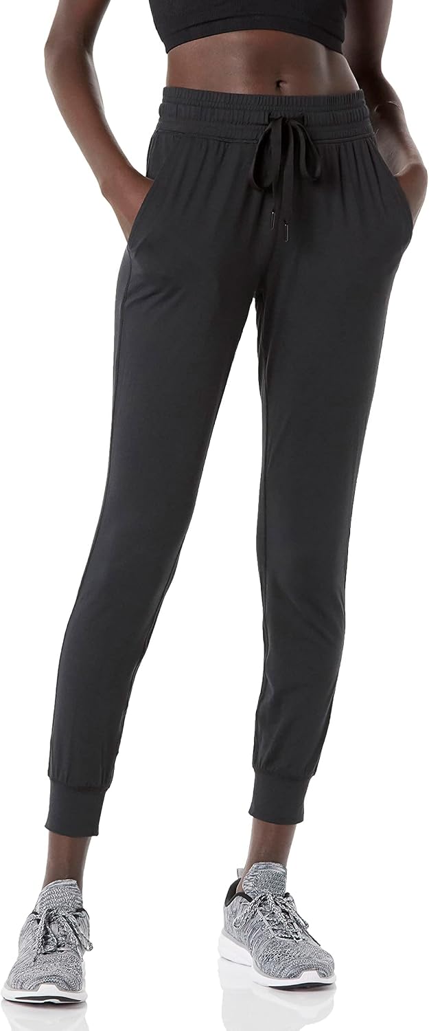 Black brushed tech stretch jogger pants from Amazon, a Vuori joggers alternative