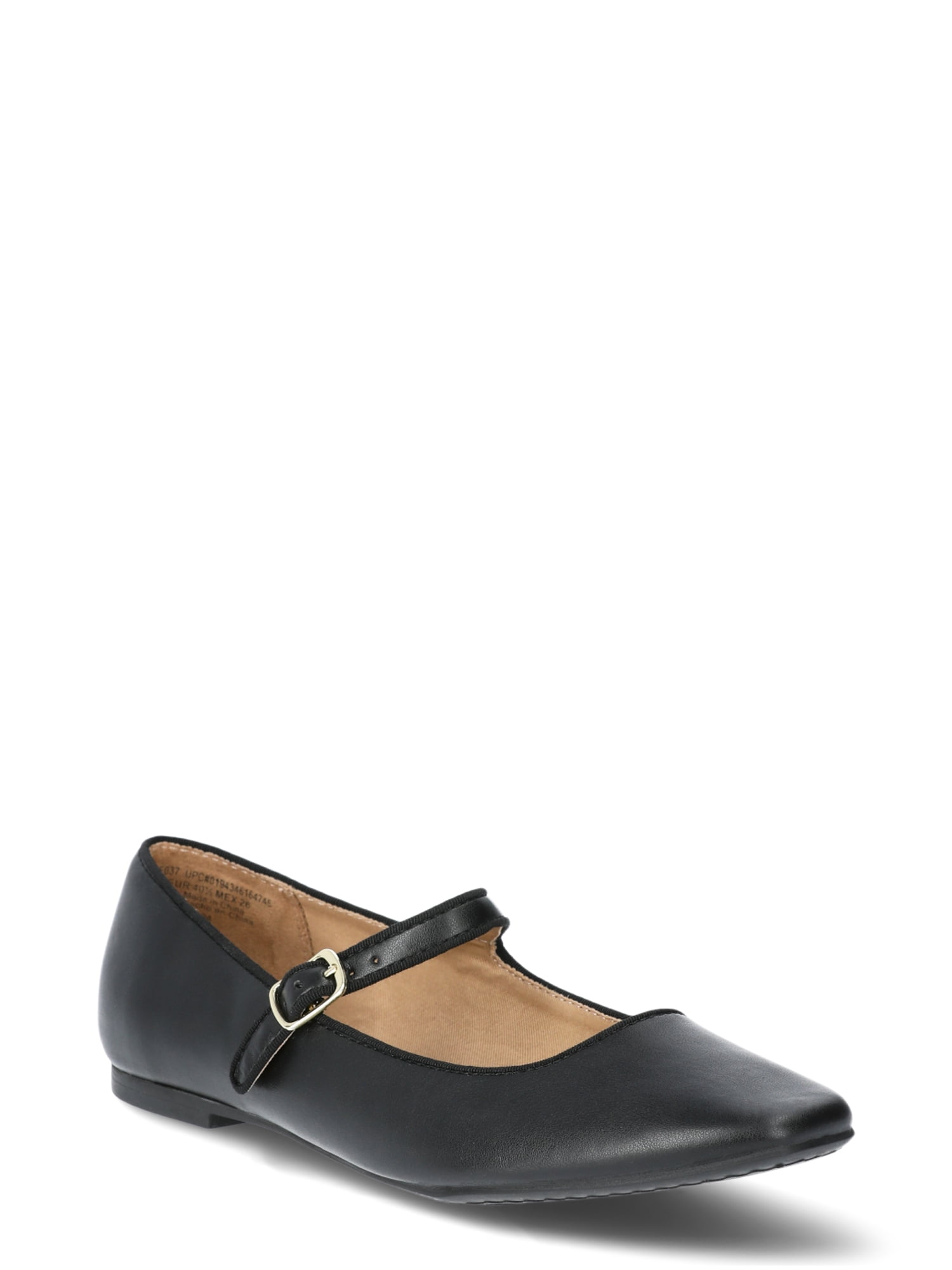 Black faux leather Mary Jane flats from Walmart, a Miu Miu ballet flats alternative