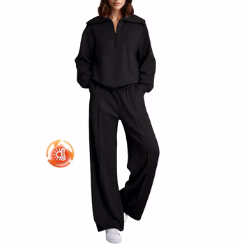DOKOTOO oversized half zip sweatshirt and wide leg sweatpants set from Walmart, a Spanx AirEssentials look alike