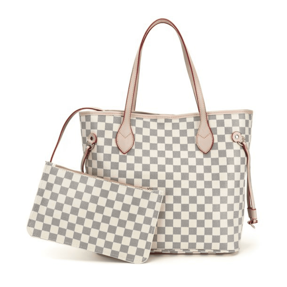 Louis-vuitton-neverfull-look-alike-white-beige-2 | Sonia Begonia Checkered Handbag White and Grey