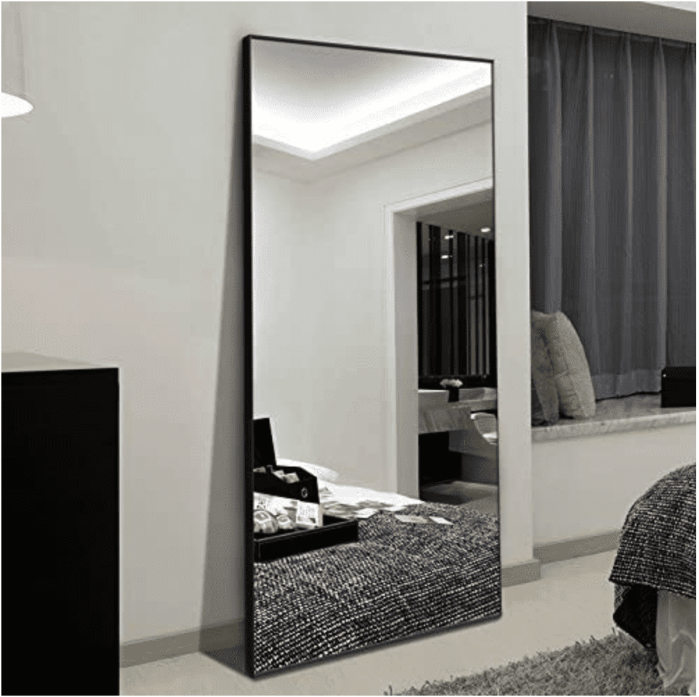Black-full-length-blogger-try-on-mirrors | Sonia Begonia A tall, black framed try-on mirror that is full length for blogger fashion hauls.