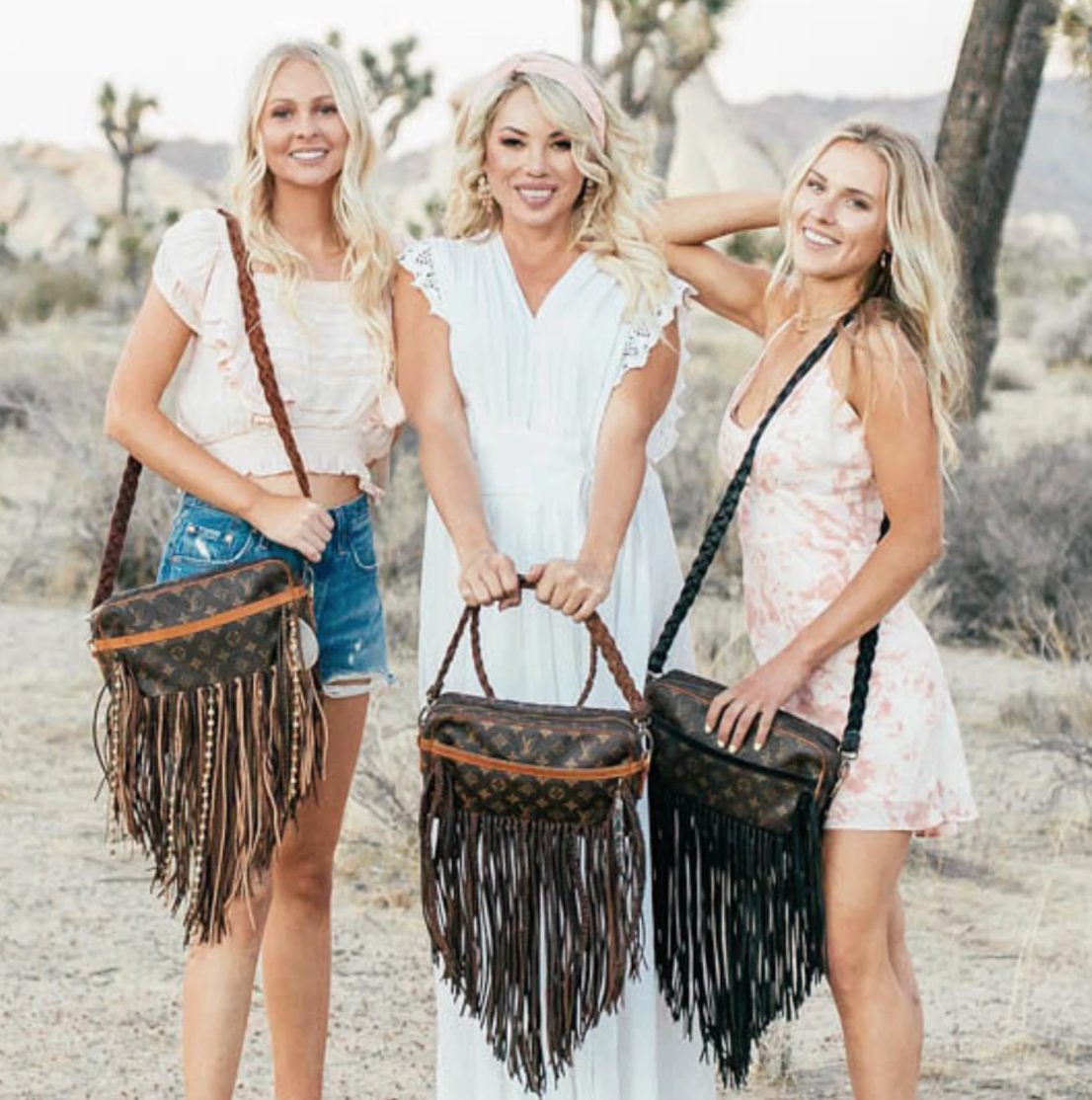 Repurposed-louis-vuitton-handbags | Sonia Begonia Repurposed Louis Vuitton Handbags with Fringe