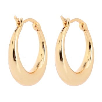 Amy and Annette 14K yellow gold graduated hoop huggie earrings from Walmart, a Mejuri dome hoops look alike