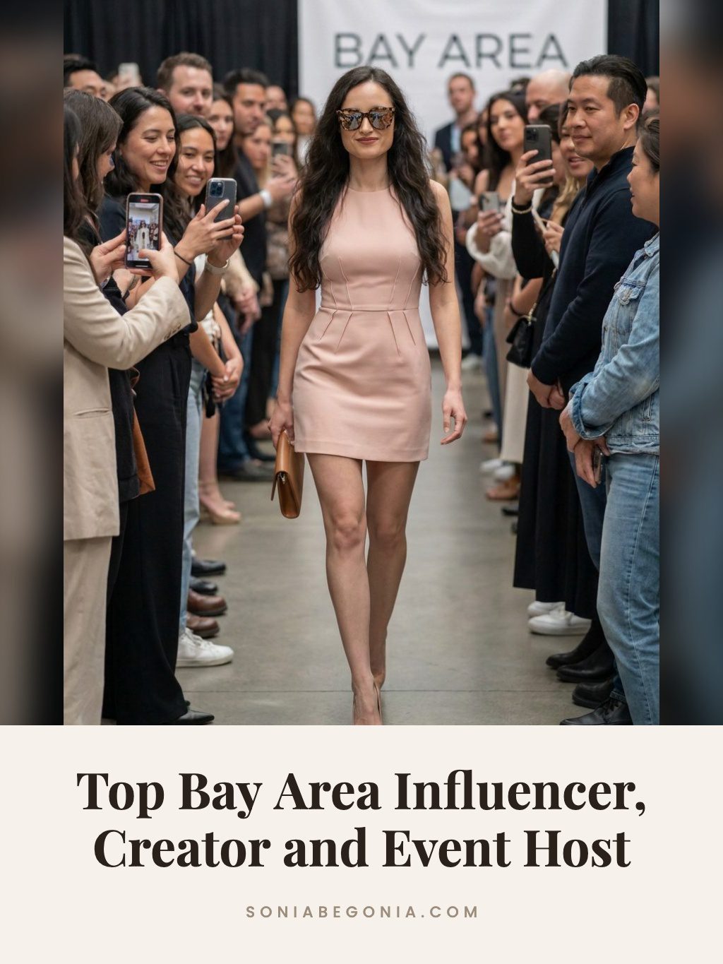 Top Bay Area influencer Sonia Begonia walking through a crowd at a Bay Area event