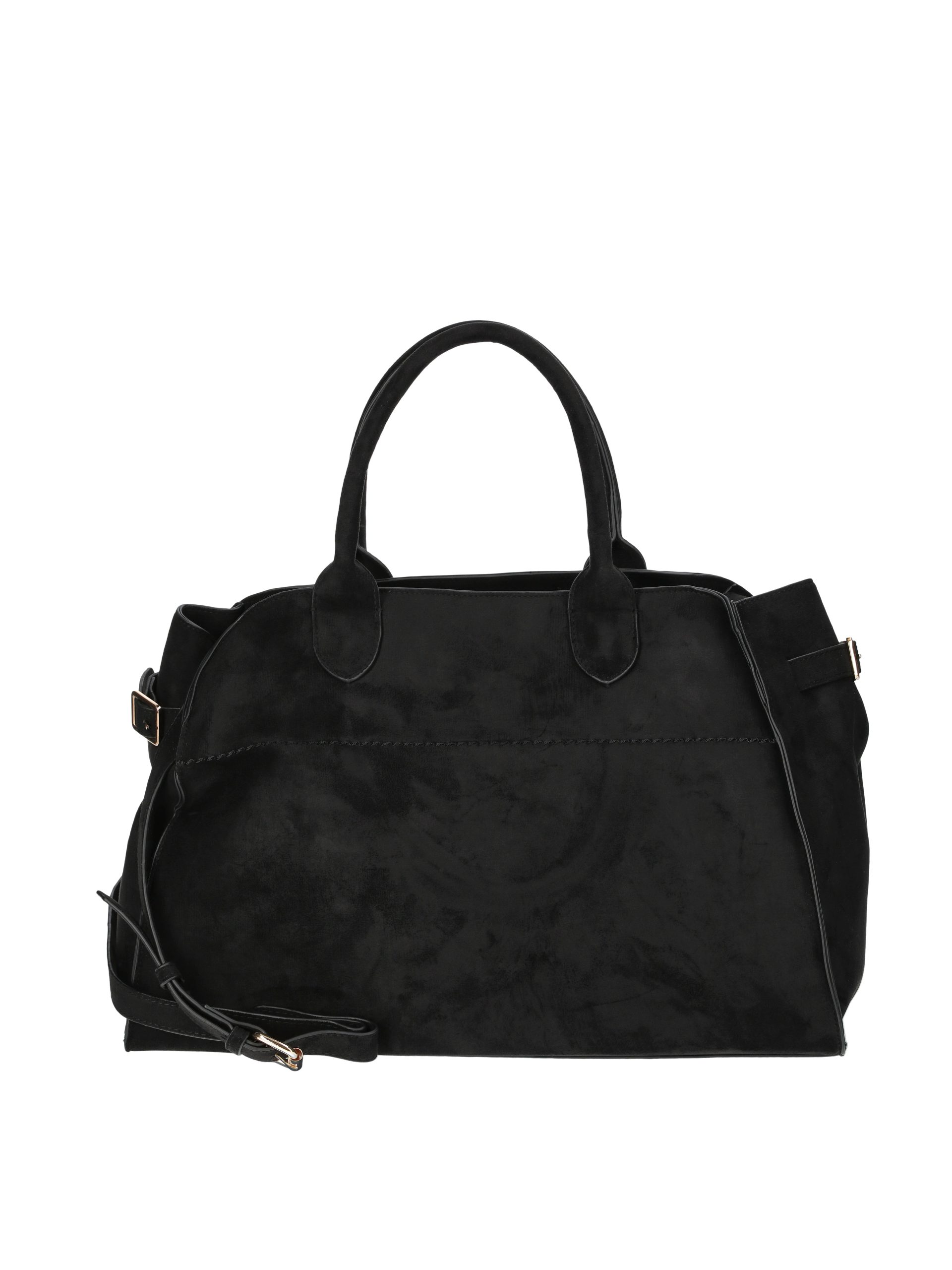 Black faux suede satchel tote from Walmart, a The Row Margaux bag look alike