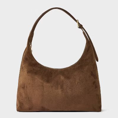Brown faux suede slouchy shopper tote from Target, a The Row Margaux bag alternative