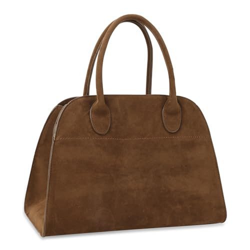 Brown vegan suede top handle tote bag from Amazon, a The Row Margaux look alike