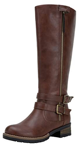 Cognac Jeossy knee high riding boots from Amazon, a Frye boots alternative