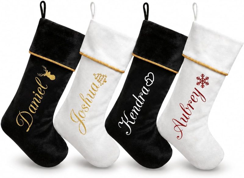 ELEGANTPARK personalized velvet Christmas stocking from Amazon, a Pottery Barn velvet stocking look alike