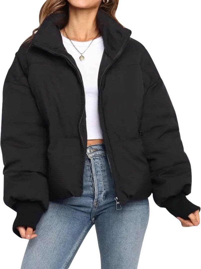 Gihuo black cropped quilted puffer jacket from Amazon, an Aritzia Super Puff alternative