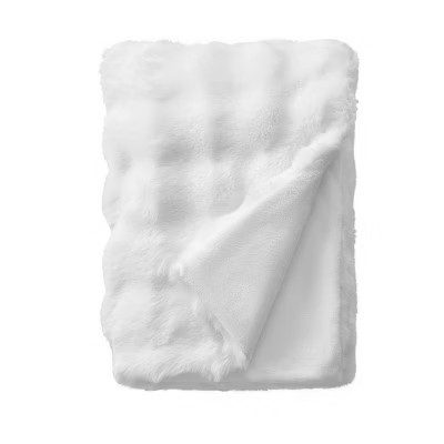 Ivory bubble faux fur throw blanket from Target, a Pottery Barn faux fur throw alternative