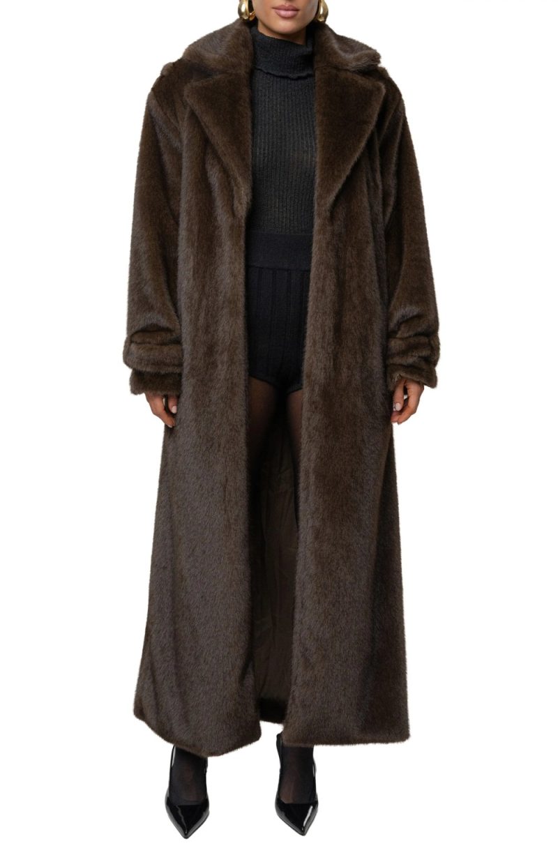 JLUXLABEL Uptown belted faux fur longline coat from Nordstrom, a Max Mara teddy coat alternative