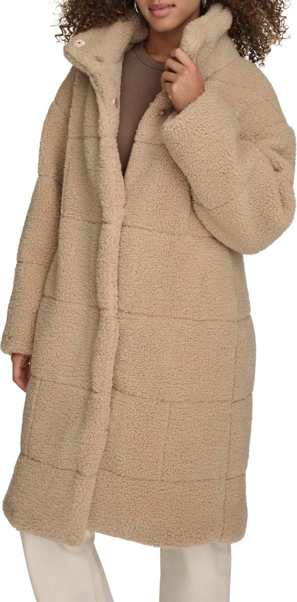 Levi's long length patchwork quilted teddy coat from Amazon, a Max Mara teddy coat alternative