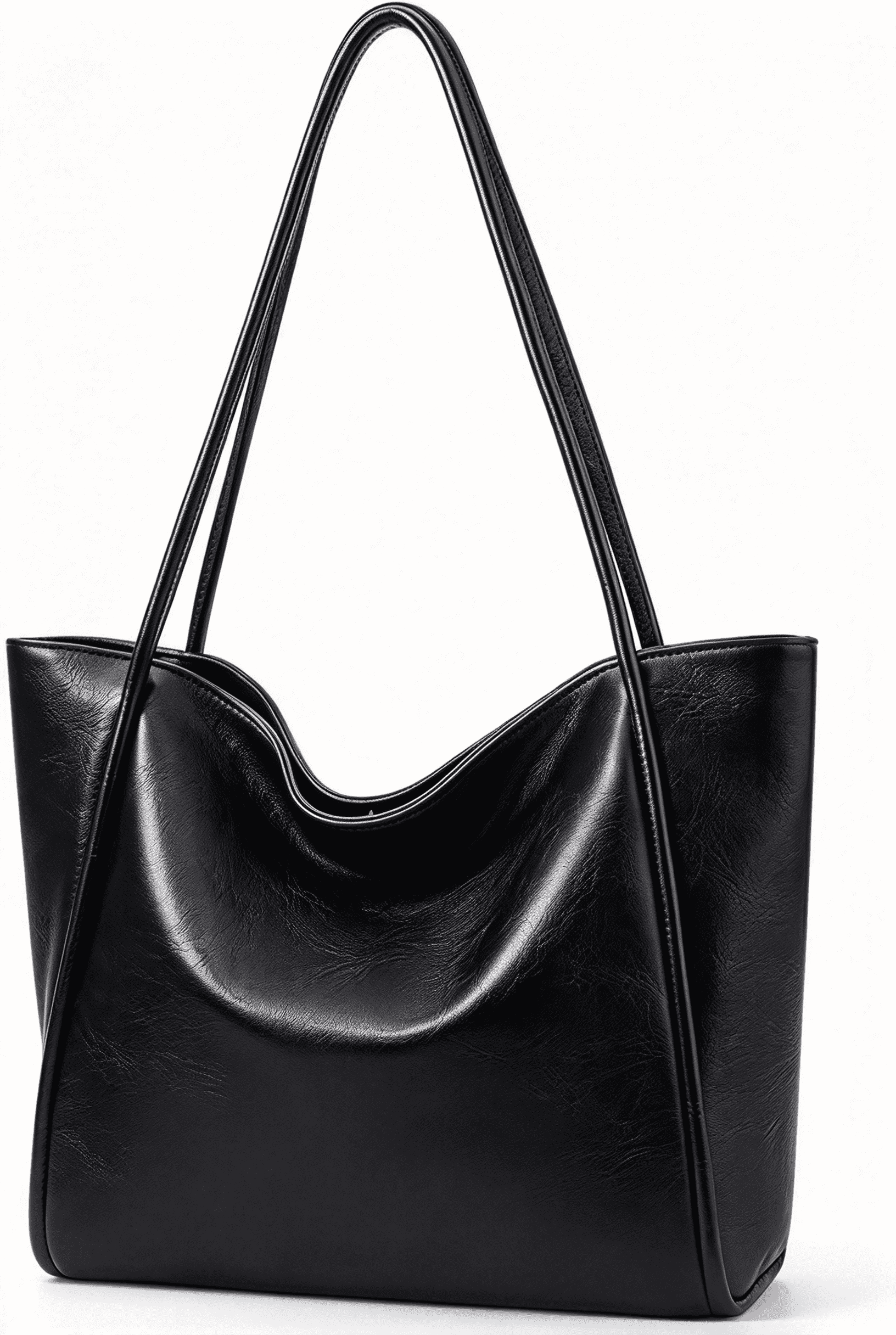 Lohol black large vegan leather tote bag with zipper from Walmart, a Cuyana tote alternative