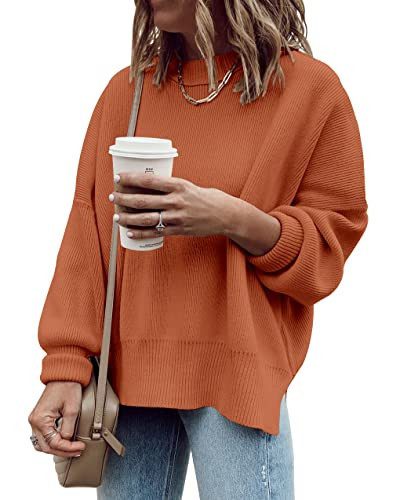 Rust Imily Bela oversized ribbed tunic sweater with side slits from Amazon, a Free People Easy Street tunic alternative