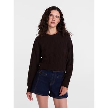 Scenario women's crewneck cable knit mid weight sweater from Walmart, a Ralph Lauren cable knit sweater alternative