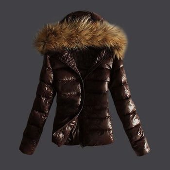 Shiny slim fit quilted puffer jacket with hood from Walmart, a Moncler jacket alternative
