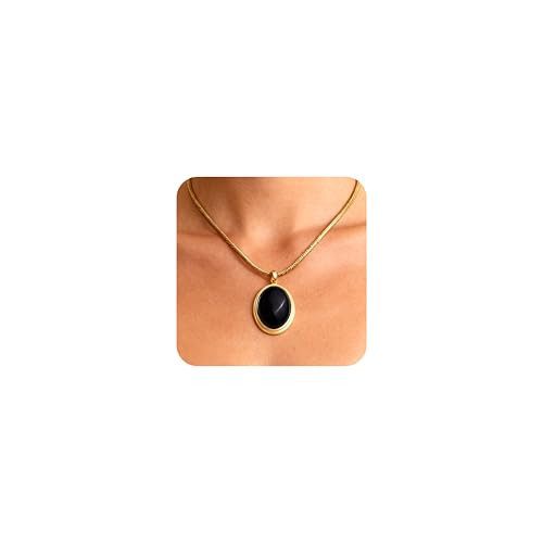 Sonateomber gold necklace with a black obsidian stone pendant from Amazon, a Kendra Scott Elisa necklace alternative