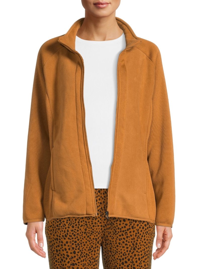 Time and Tru women's bonded fleece jacket from Walmart with a stand collar
