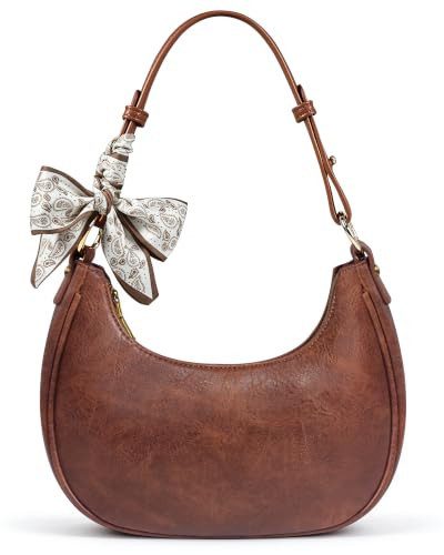 Vintage brown small leather crescent shoulder bag from Amazon, a Polene bag alternative