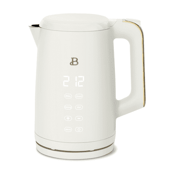 White Beautiful one-touch electric kettle from Walmart, a Smeg kettle alternative