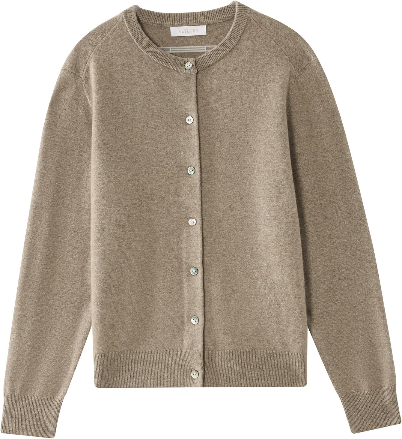 Merino wool crew neck cardigan with real shell buttons from Amazon, a Sezane Gaspard cardigan alternative