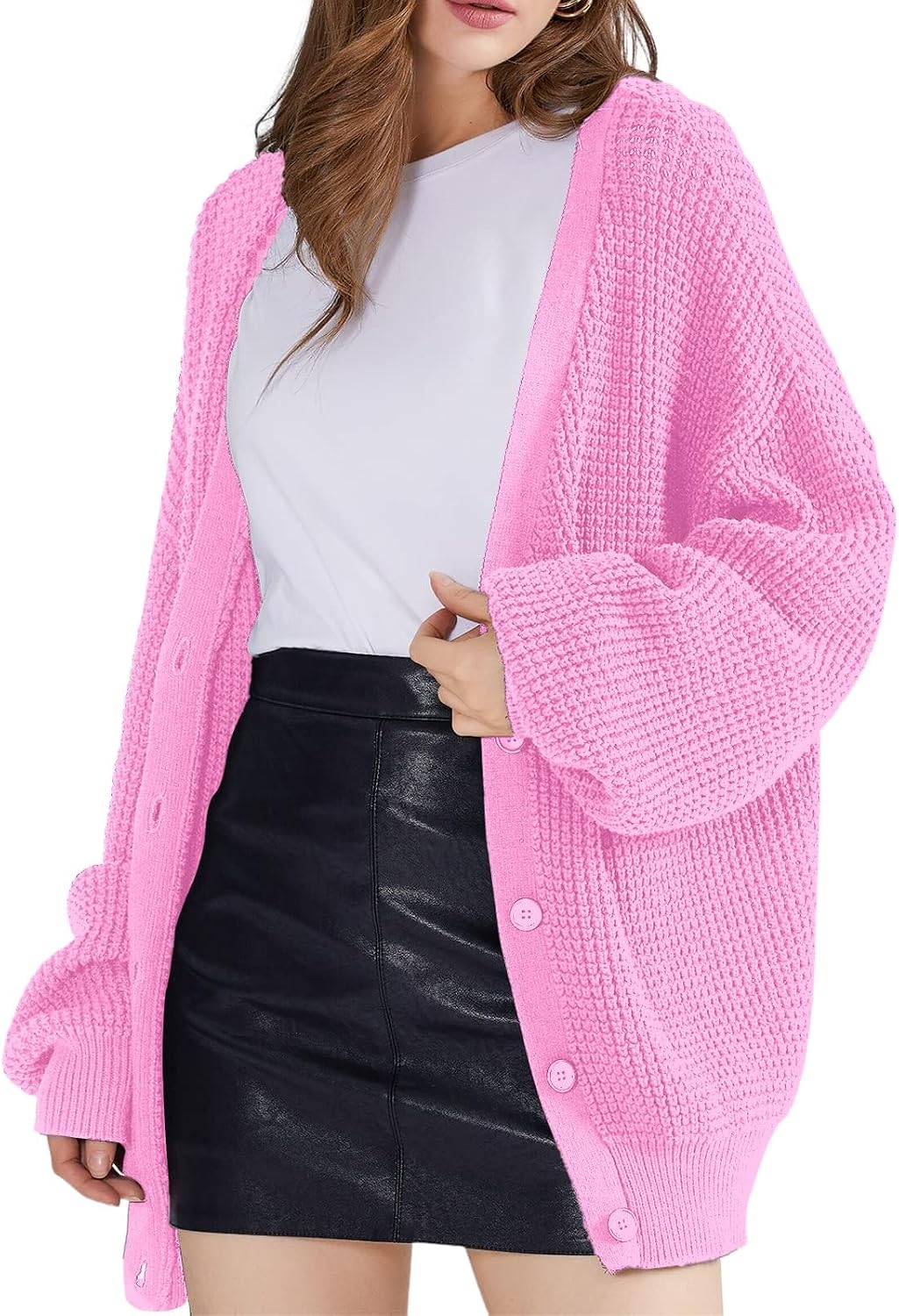 Oversized 100 percent cotton V-neck button cardigan from Amazon, a Jenni Kayne cocoon cardigan alternative
